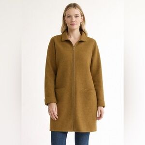 Eileen Fisher Olive Green Wool Coat Zipper Closure Lightweight size M